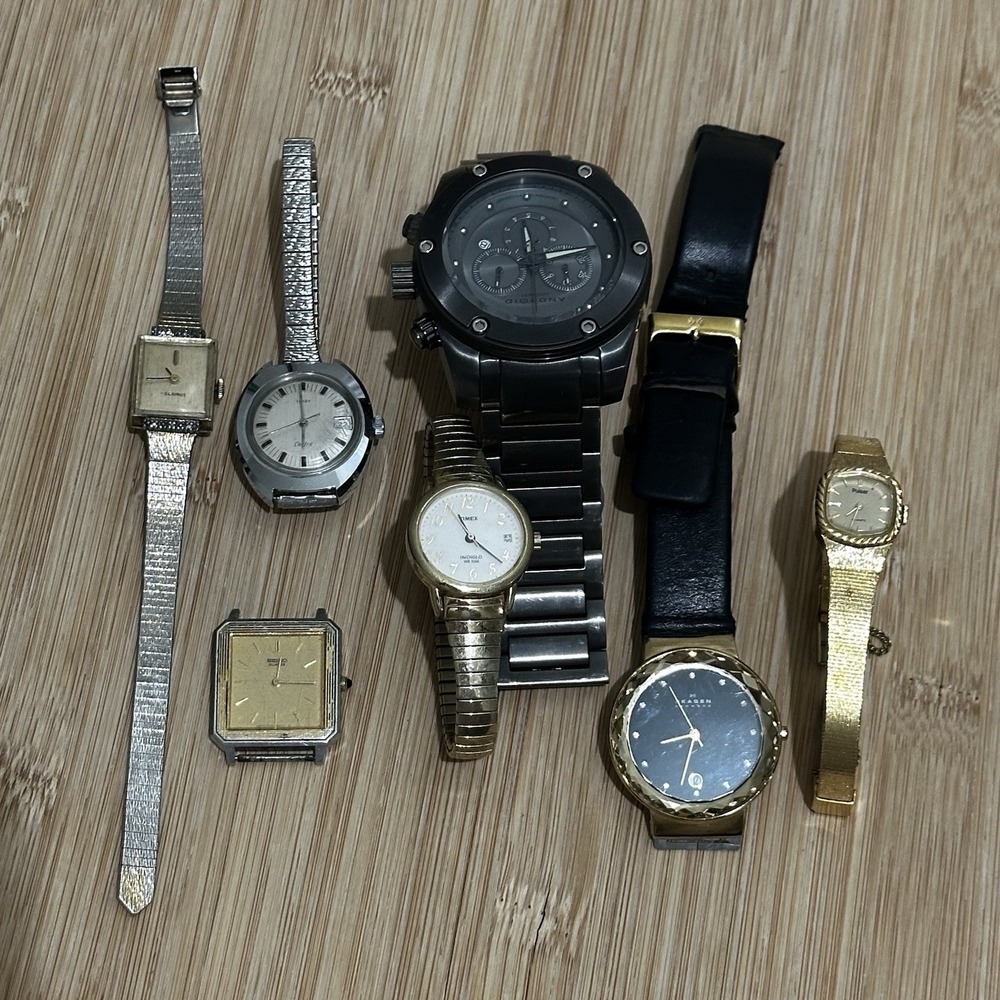 Vintage Lot Of 7 Mixed Watches Repair/Parts: Android/Aragon Skagen Hellos Seiko